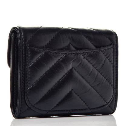 Chanel Aged Calfskin Chevron Quilted Reissue Card Holder Wallet So Black 3 of 7