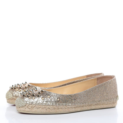 Christian Louboutin Glitter Aliochette Espadrilles 38 Light Gold 3 of 8