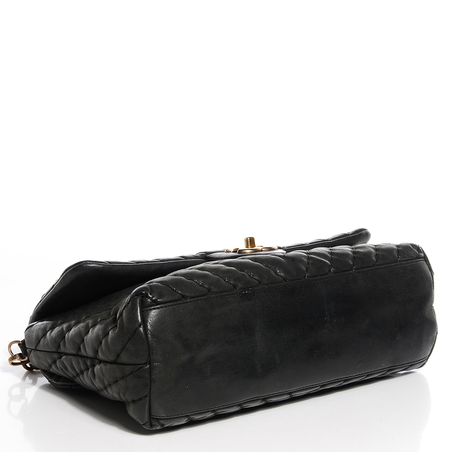 Chanel Iridescent Calfskin Surpique Chevron Large Flap Black 4 of 8