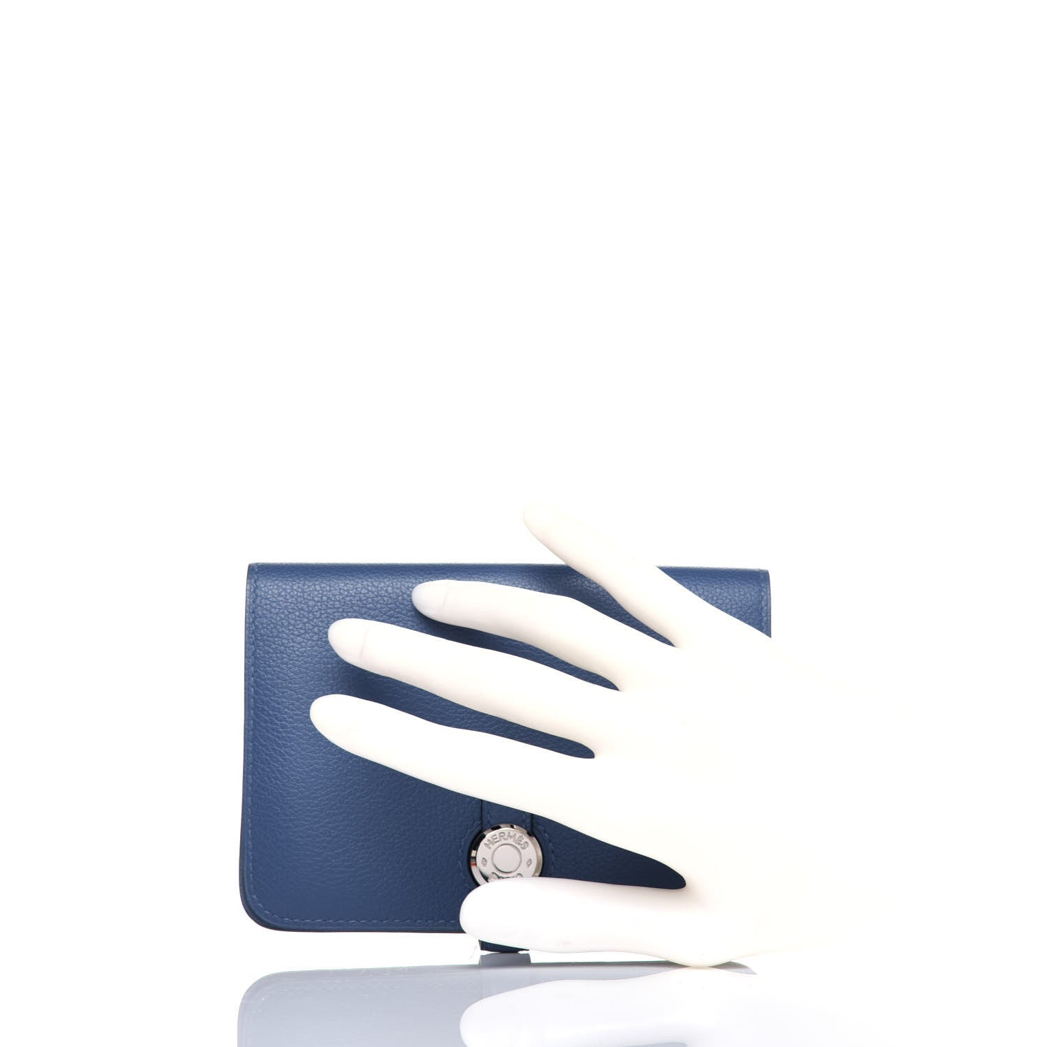 Hermes Togo Dogon Compact Wallet Bleu Brighton 2 of 12
