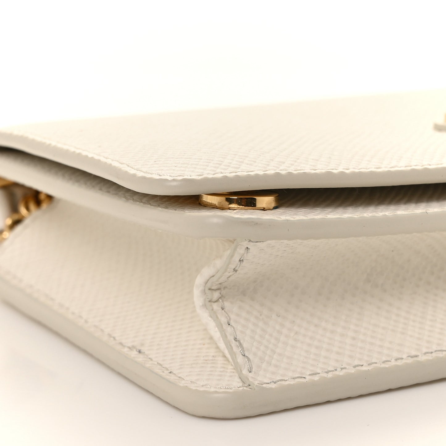 Saffiano Cuir Triangle Logo Miniborse White