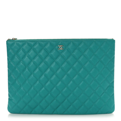 Chanel Caviar Quilted Large Cosmetic Case Turquoise 1 of 9