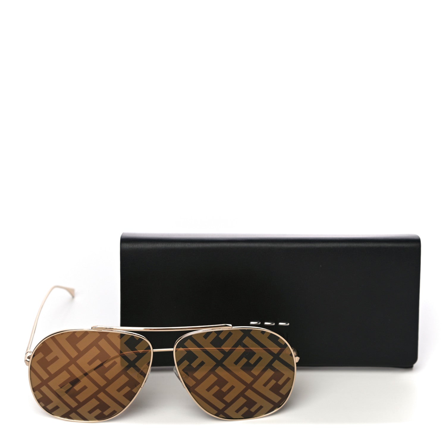 Fendi Metal FF Family Aviator Sunglasses FF0407/G/S Gold Brown 7 of 7