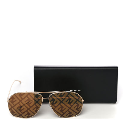 Fendi Metal FF Family Aviator Sunglasses FF0407/G/S Gold Brown 7 of 7