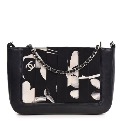 Chanel Lambskin Fabric Pleated Symbols Pochette Black 1 of 8