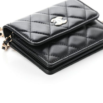 Chanel Lambskin Quilted My Chanel Lady Card Holder On Chain Black 9 of 10
