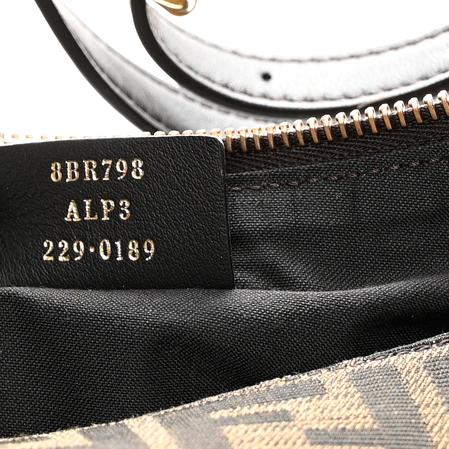 Fabric Jacquard Vitello Grace FF 1974 Small Fendigraphy Hobo Bag Tobacco Moro Ebano