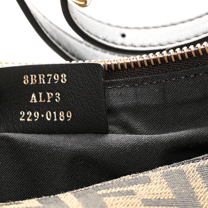 Fendi Fabric Jacquard Vitello Grace FF 1974 Small Fendigraphy Hobo Bag Tobacco Moro Ebano 7 of 13