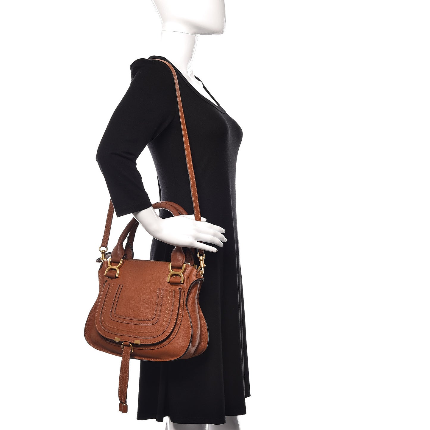 Calfskin Small Marcie Satchel Tan