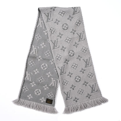 Louis Vuitton Wool Silk Logomania Scarf Pearl Grey 2 of 3