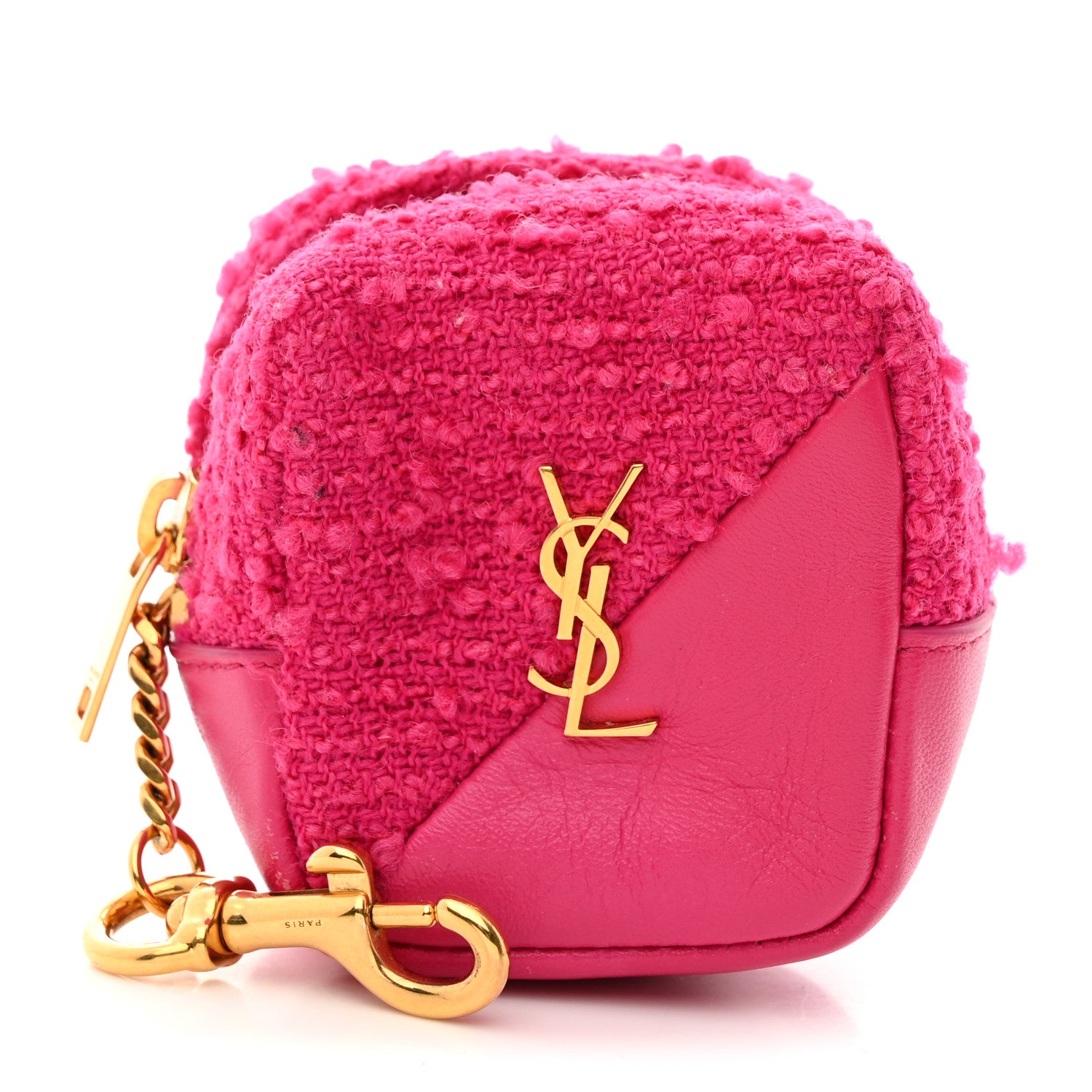 Saint Laurent Boucle Jaime Cube Charm Keychain Magenta 1 of 8