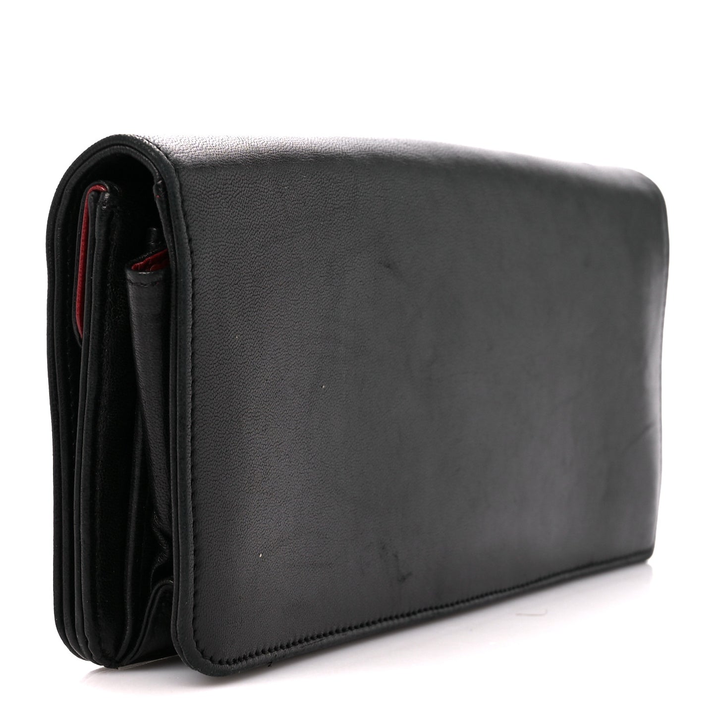 Lambskin Gold Chain Knot Clutch Black