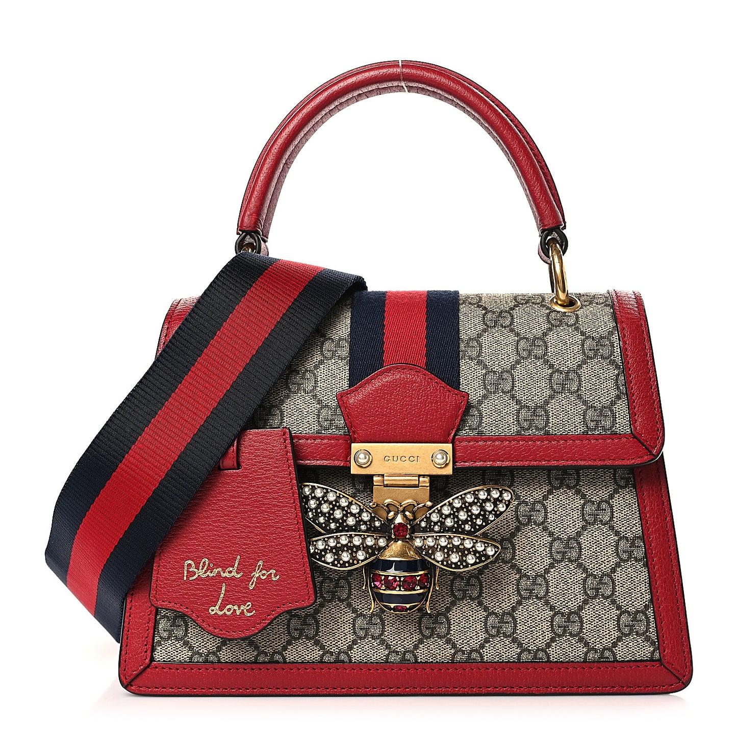 GG Supreme Monogram Small Queen Margaret Top Handle Bag Red