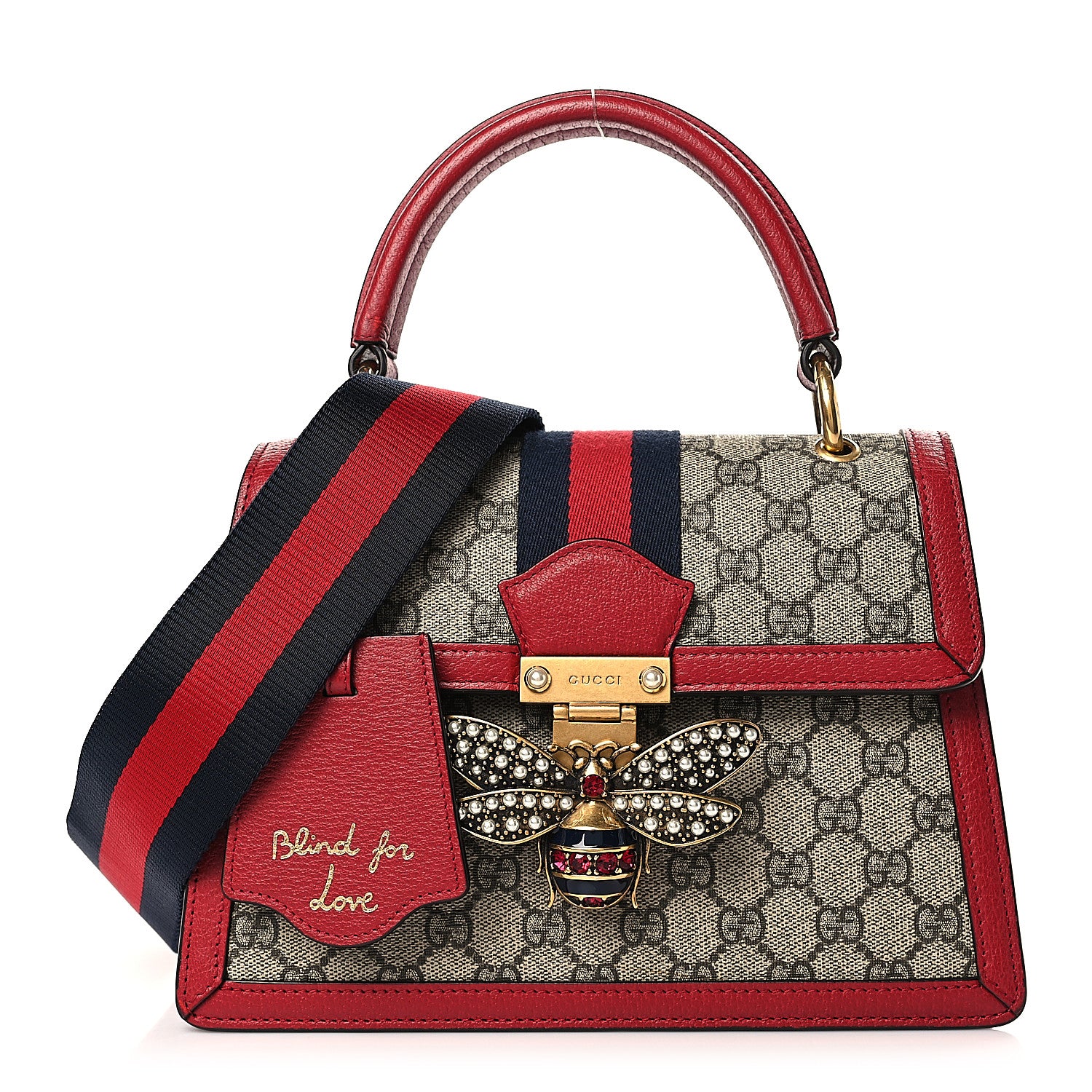 Gucci GG Supreme Monogram Small Queen Margaret Top Handle Bag Red 1 of 9