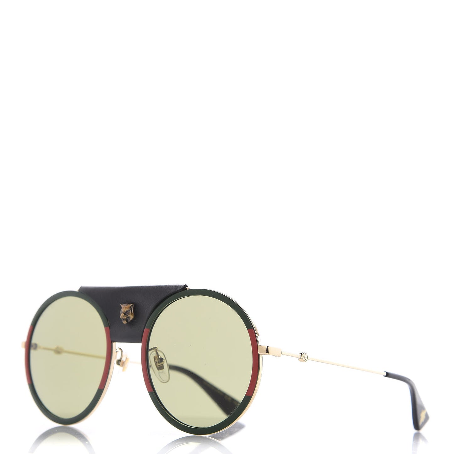 Round Frame Sunglasses GG0061S Gold Green