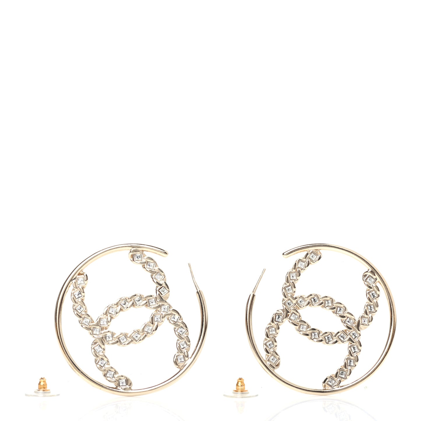 Crystal High Society CC Hoop Earrings Gold