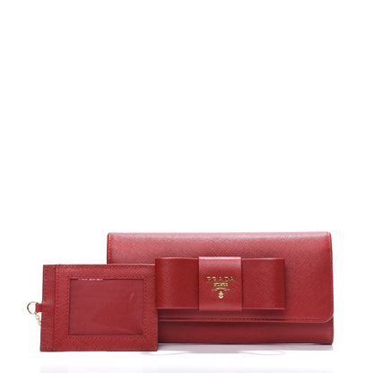 Prada Saffiano Fiocco Bow Continental Wallet Fuoco 7 of 11
