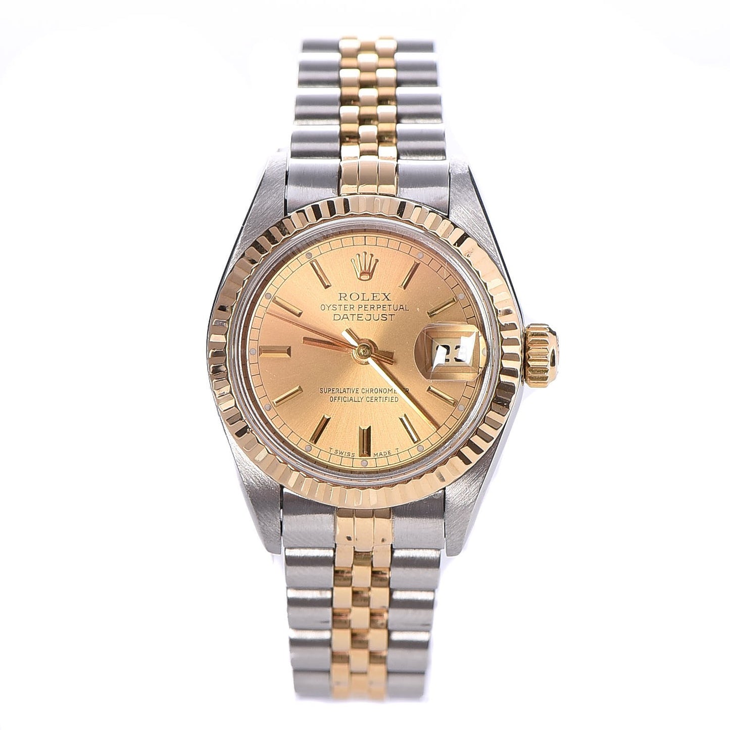 Stainless Steel 18K Yellow Gold 26mm Oyster Perpetual Datejust Watch Champagne 79173