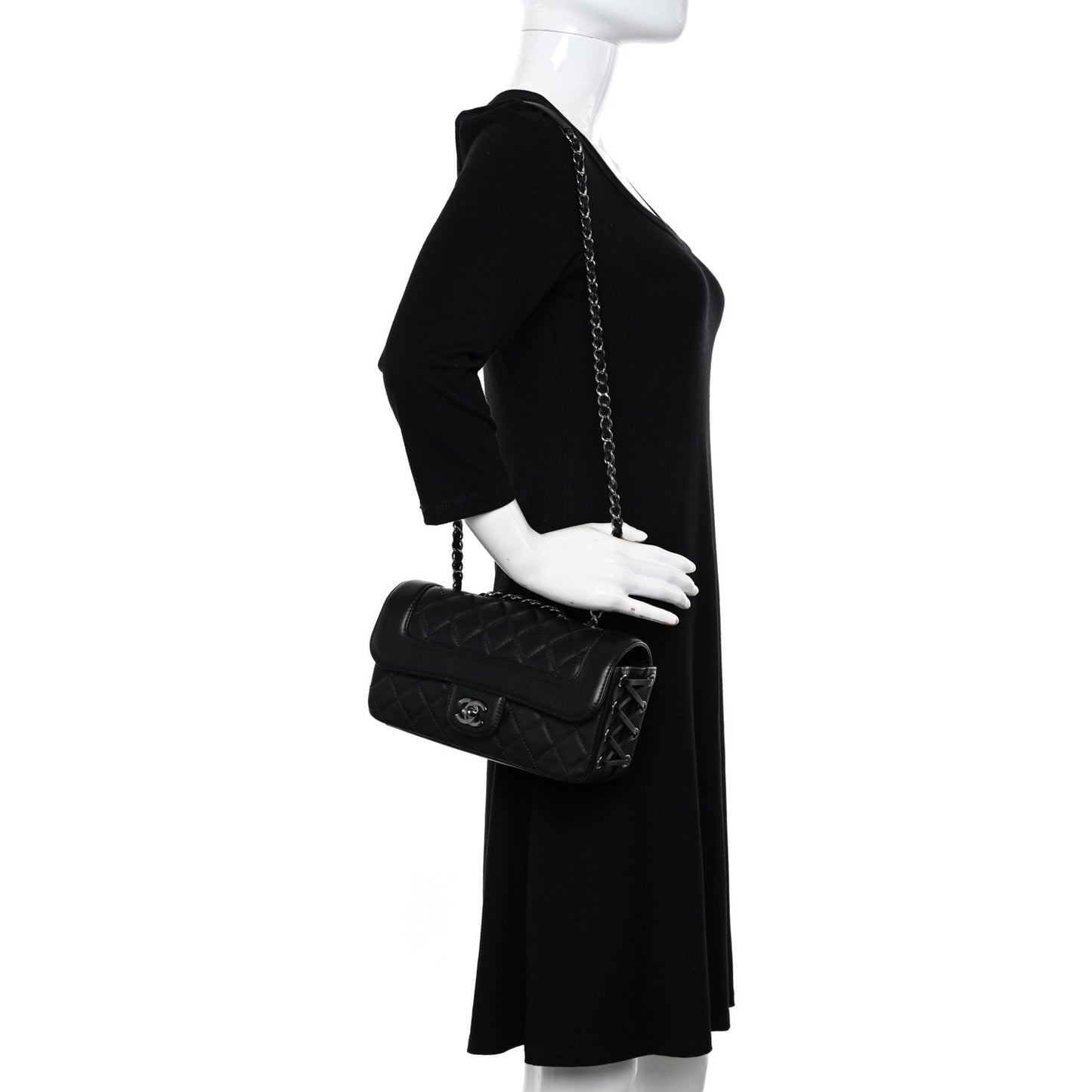 Calfskin Quilted Small Coco Corset Flap Black
