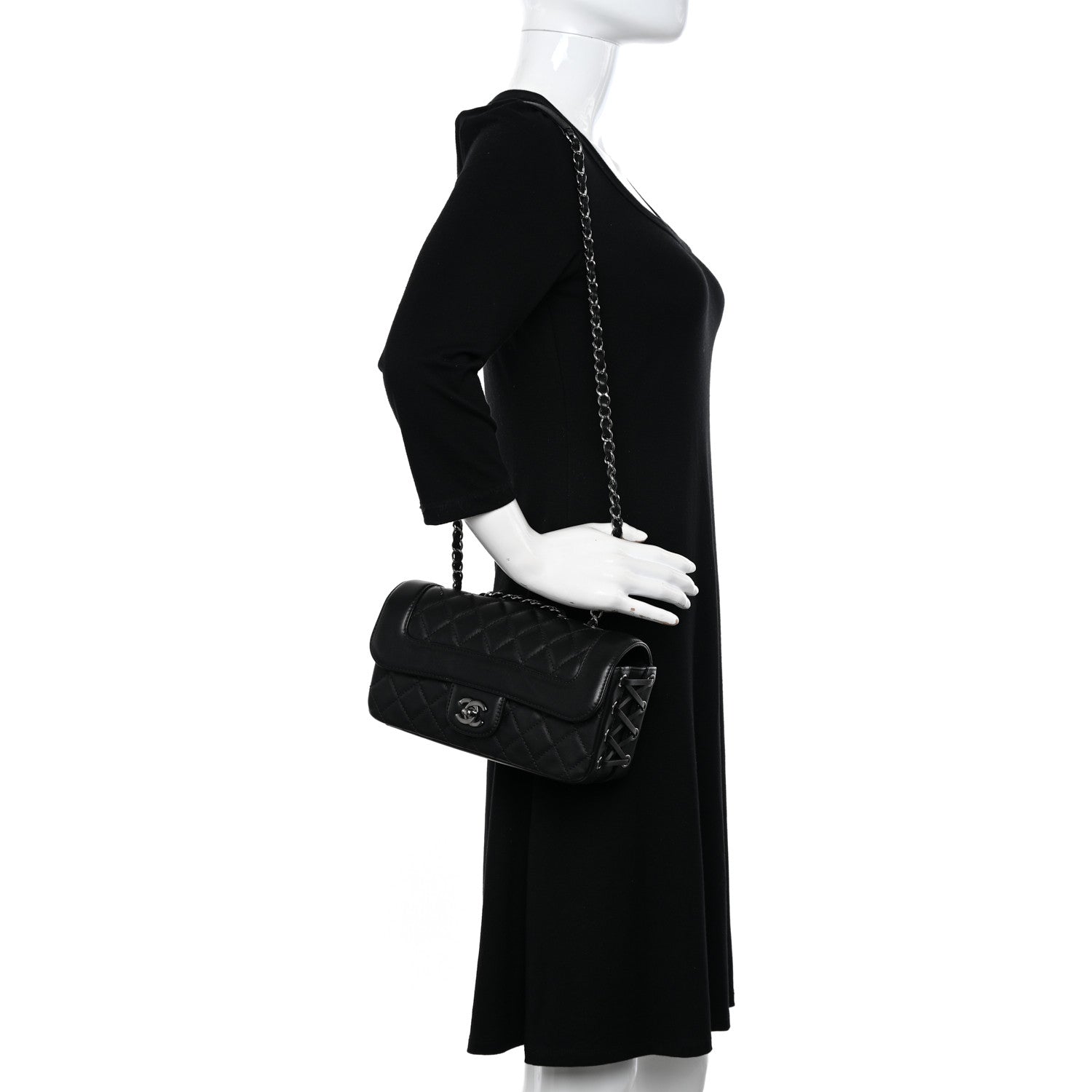 Chanel Calfskin Quilted Small Coco Corset Flap Black 2 of 13