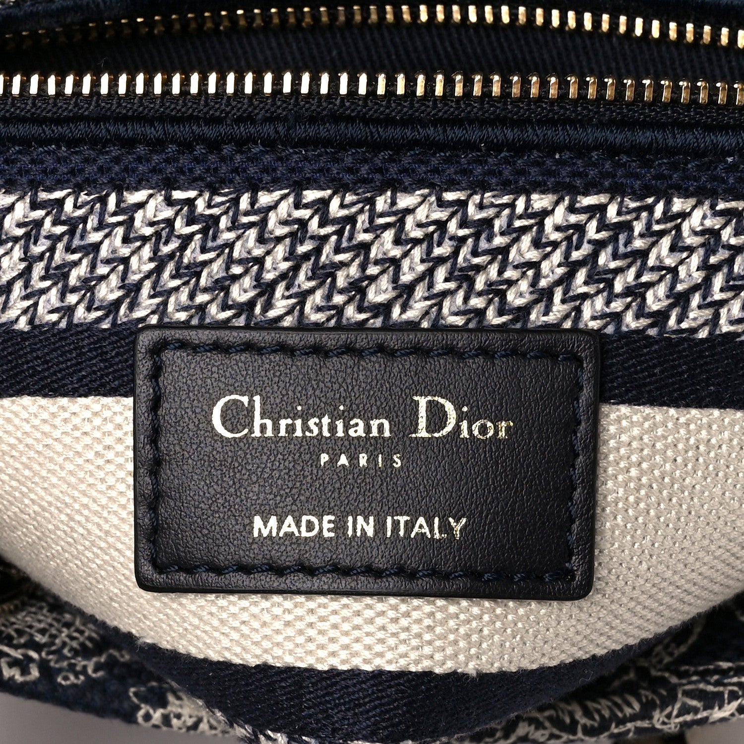 Christian Dior Canvas Toile De Jouy Reverse Embroidered Medium Lady D-Lite Navy 5 of 9