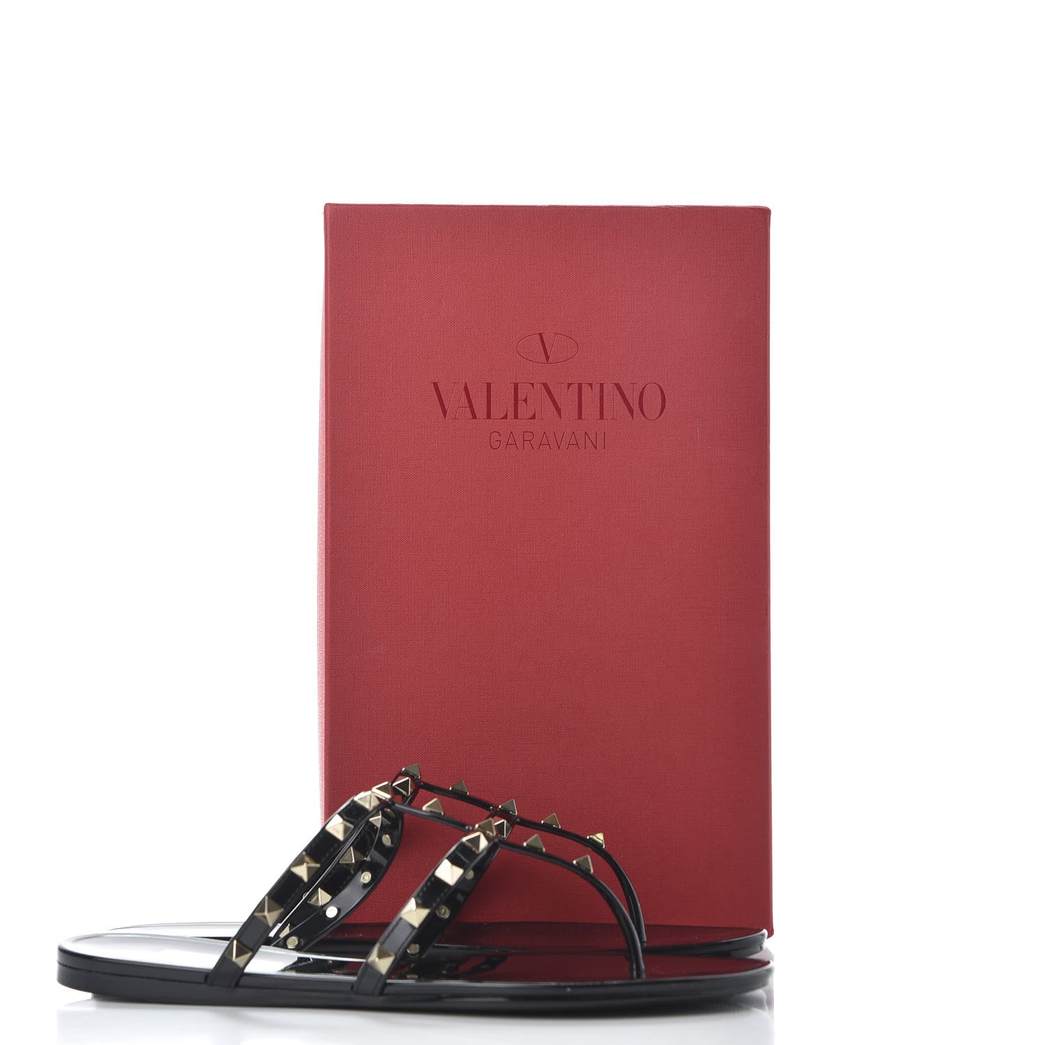 Valentino Garavani PVC Jelly Rockstud Caged Flat Thong Sandals 40 Black 9 of 9