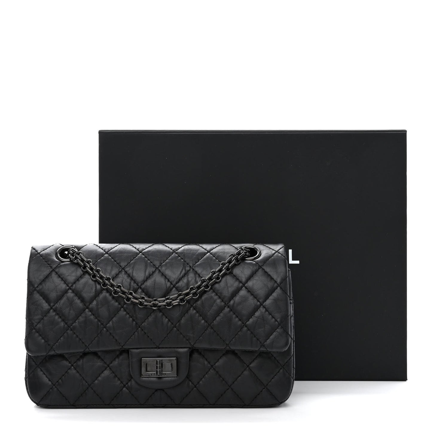 Aged Calfskin Quilted 2.55 Reissue 225 Flap So Black