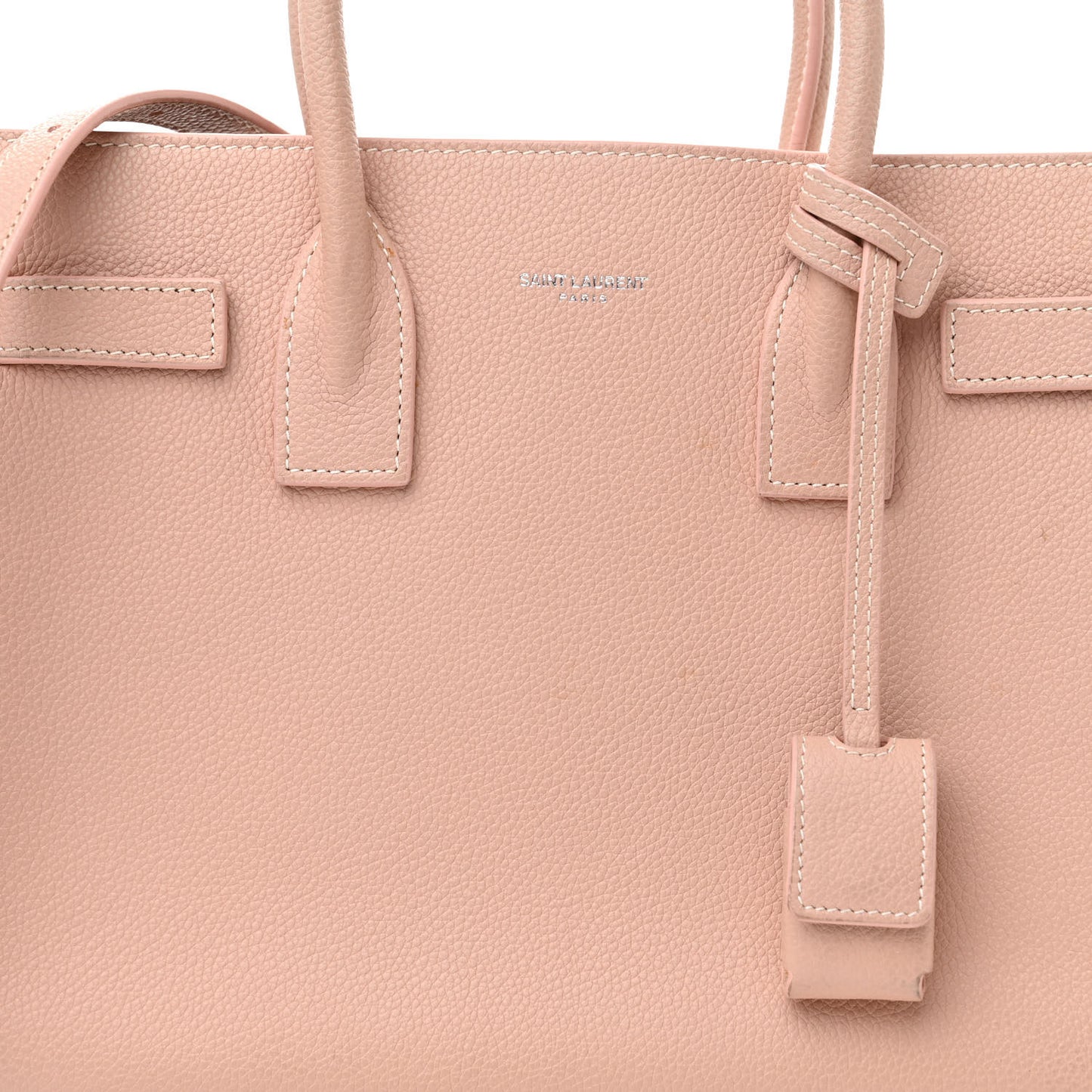 Grained Calfskin Topstich Baby Sac De Jour Antique Rose