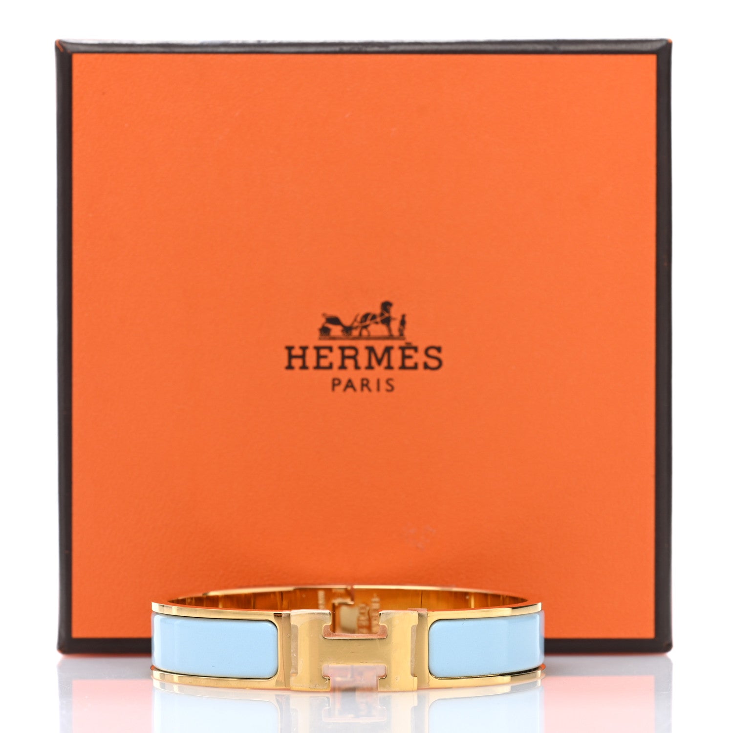 Hermes Enamel Narrow Clic Clac H Bracelet PM Bleu Polaire 1524538
