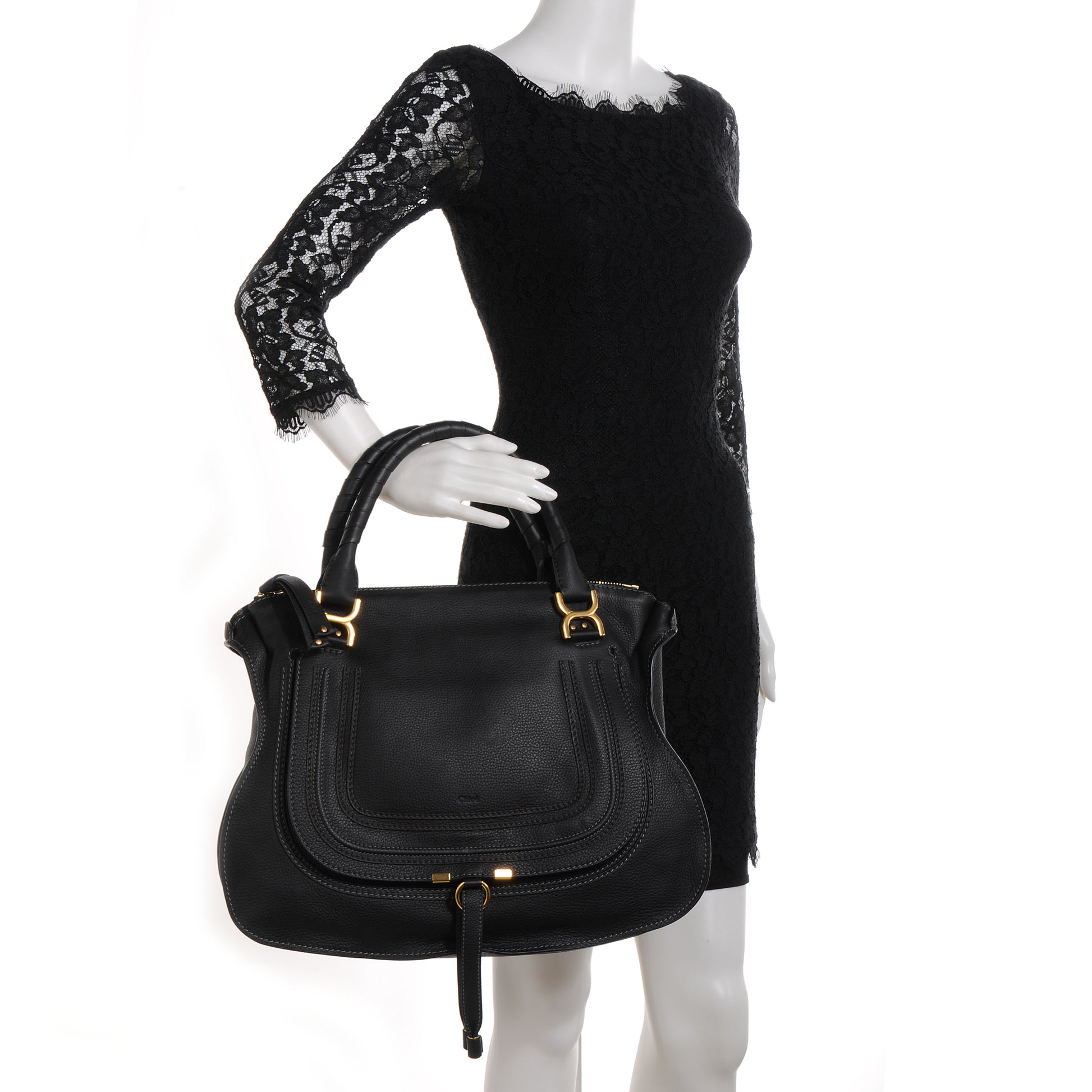 Chloe Calfskin Large Marcie Satchel Black 2 of 9