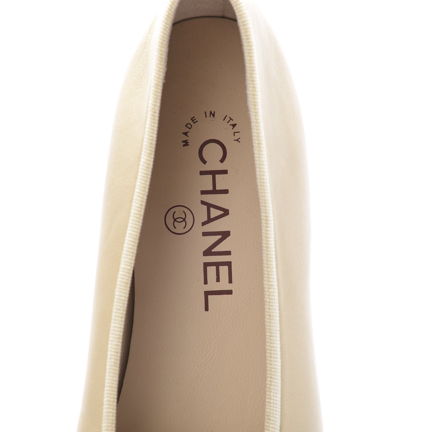 Lambskin Cap Toe CC Ballerina Flats 37 Dark Beige