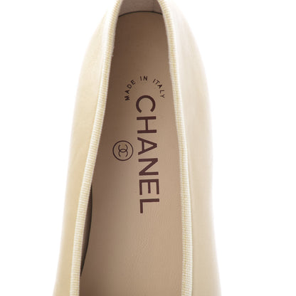 Chanel Lambskin Cap Toe CC Ballerina Flats 37 Dark Beige 6 of 8