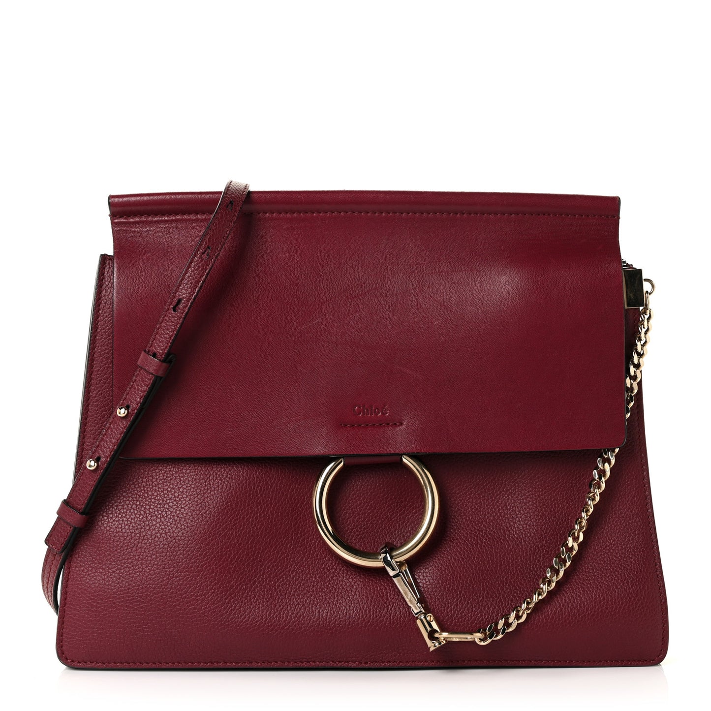 Calfskin Medium Faye Shoulder Bag Sienna Red