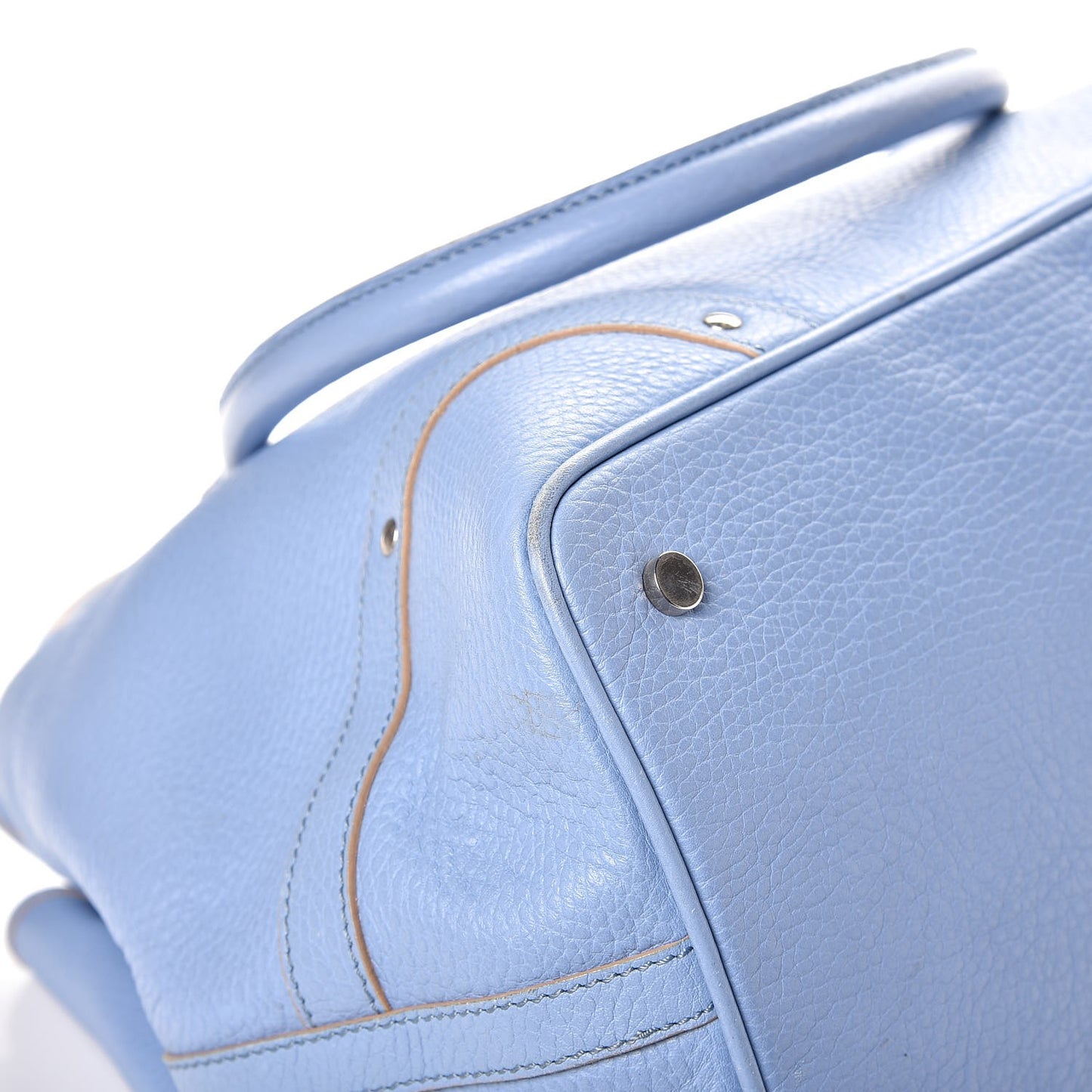 Calfskin Studded Buckle Tote Blue