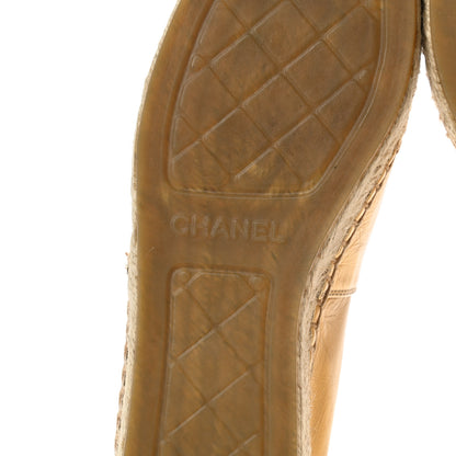 Chanel Laminated Lambskin Grosgrain CC Espadrilles 37 Gold Black 7 of 10