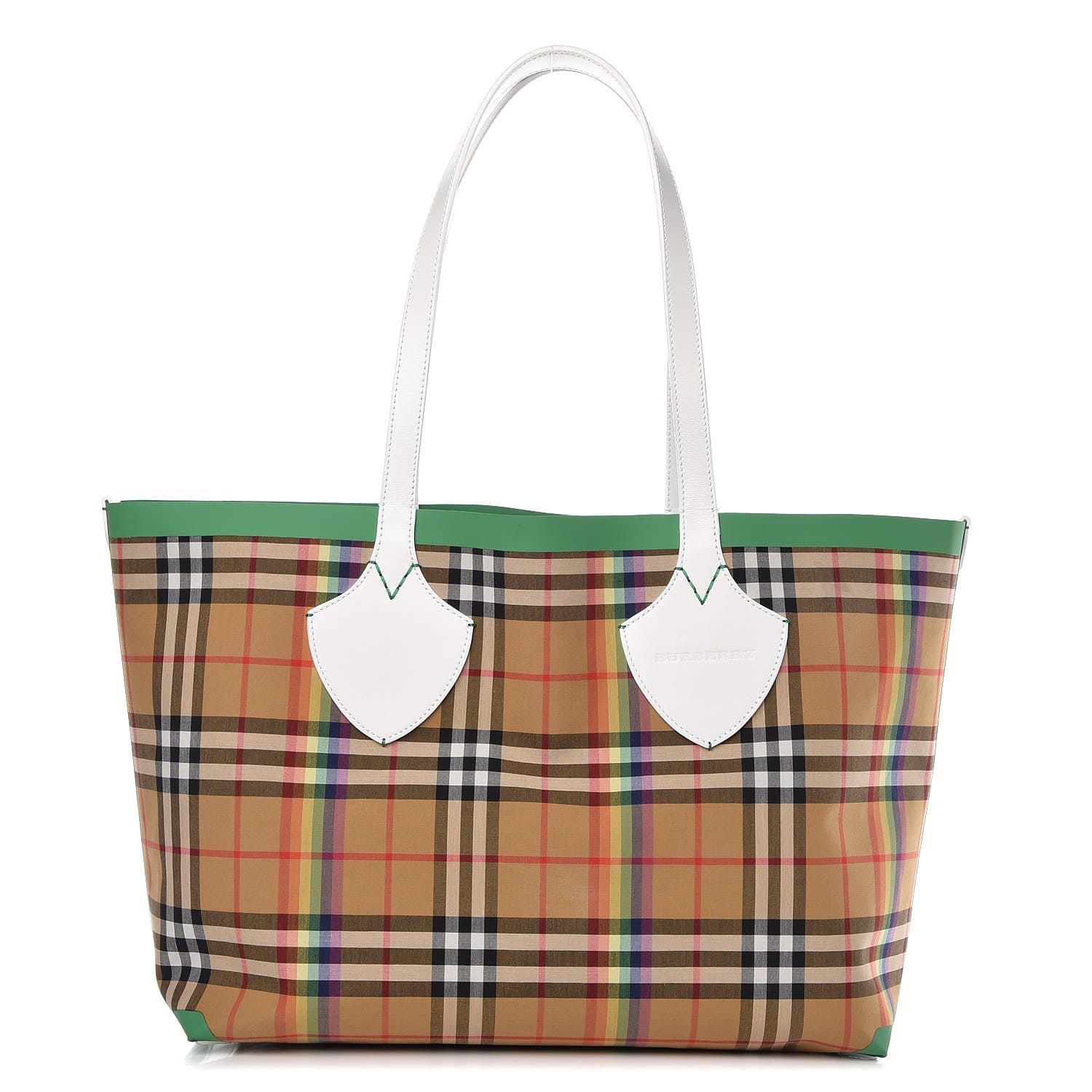 Burberry Vintage Rainbow Check Large The Giant Reversible Tote Antique Yellow 1 of 13