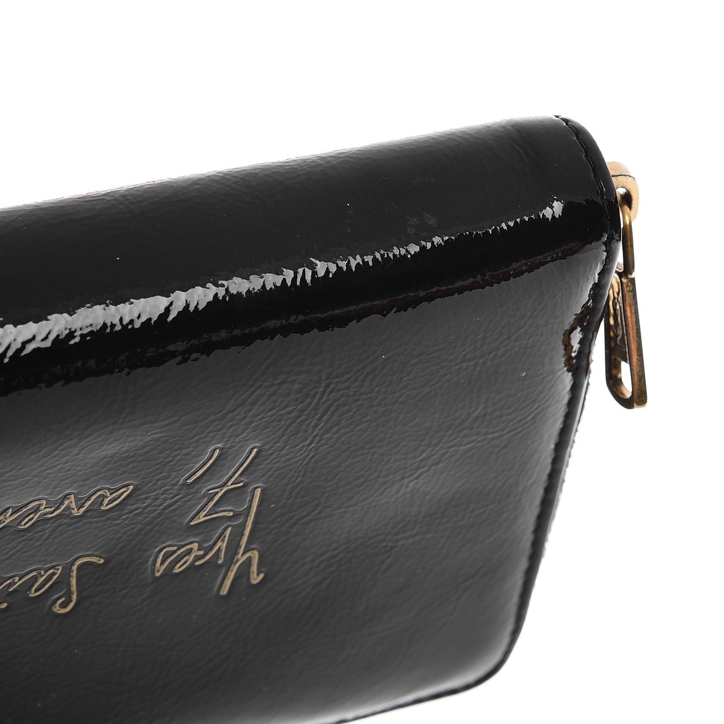 Patent Y-Mail Zip Around Wallet Black