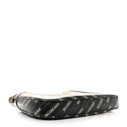Gucci X BALENCIAGA Calfskin Logo Print Medium Jackie 1961 Hobo Black 4 of 12