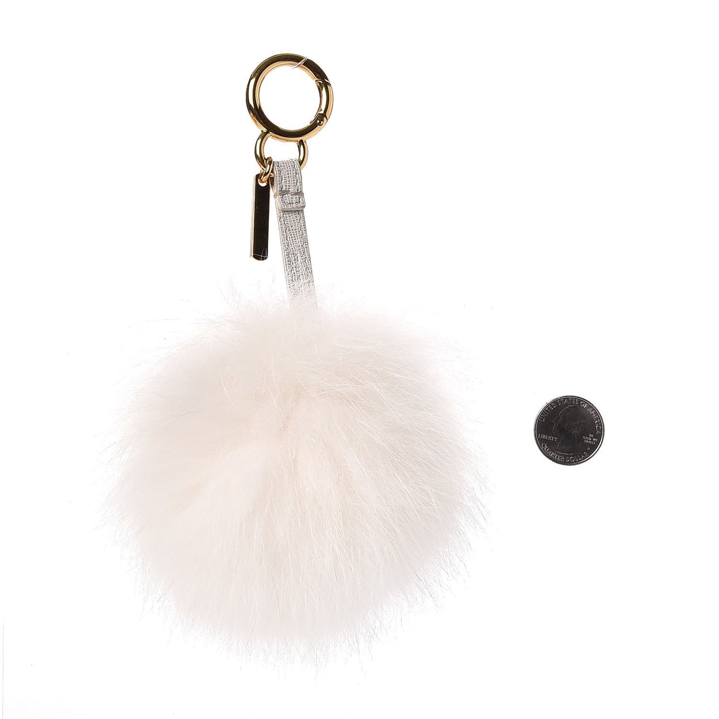 Fox Fur Pom Pom Bag Charm White