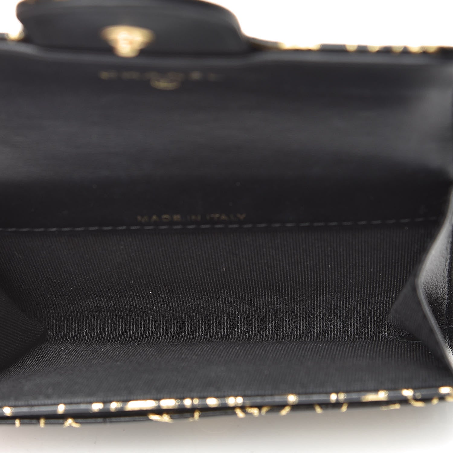 Chanel Calfskin Crocodile Embossed Graffiti Reissue Card Holder Wallet Black Gold 5 of 11