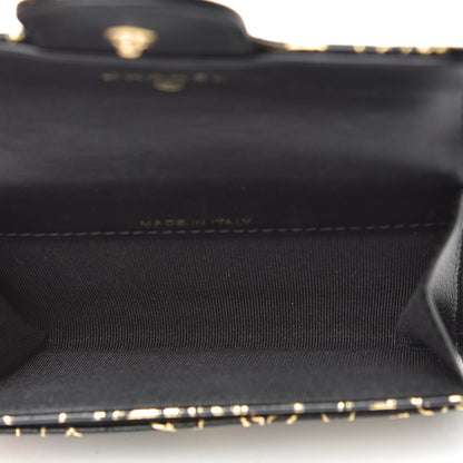 Chanel Calfskin Crocodile Embossed Graffiti Reissue Card Holder Wallet Black Gold 5 of 11