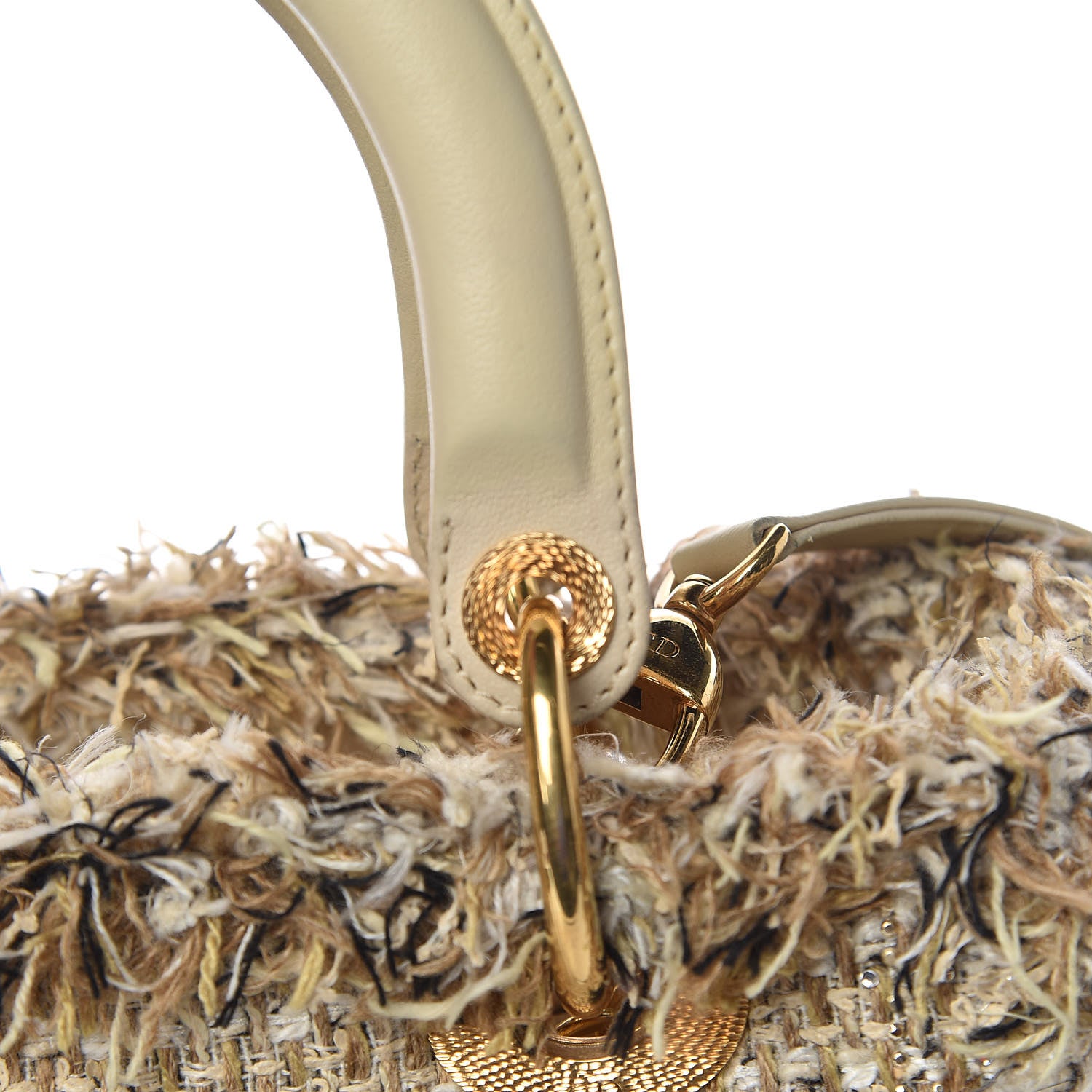 Christian Dior Tweed Crystal Fringe Medium Lady Dior Beige 13 of 18