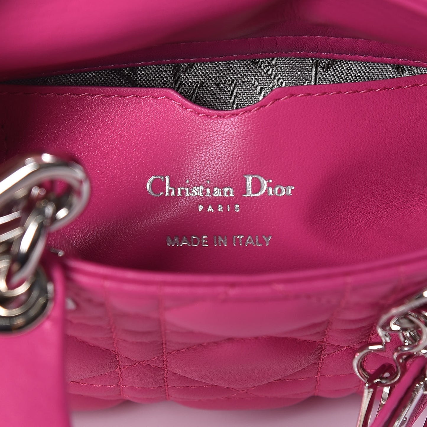 Lambskin Cannage Nano Lady Dior Fuchsia