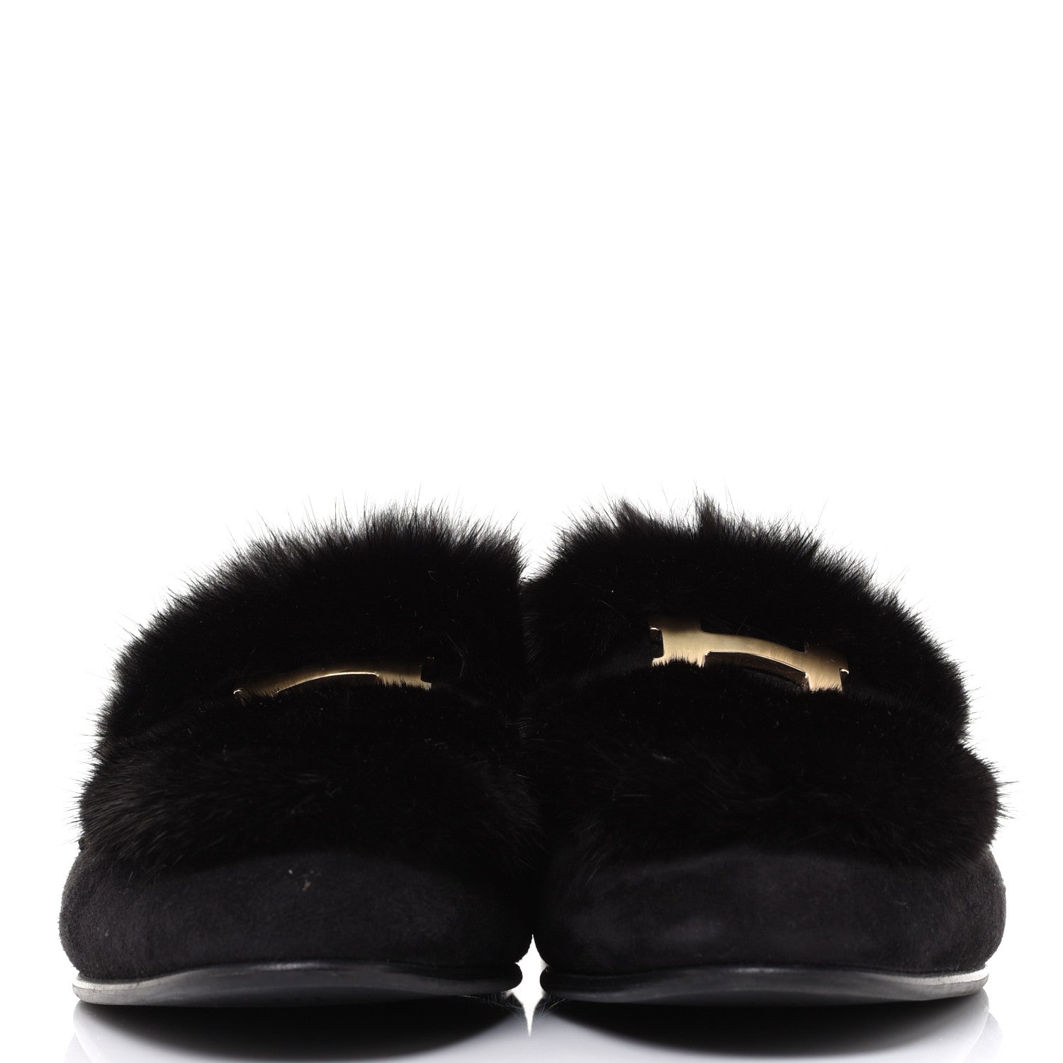 Hermes Mink Fur Suede Goatskin Paris Loafers 38.5 Black 2 of 11