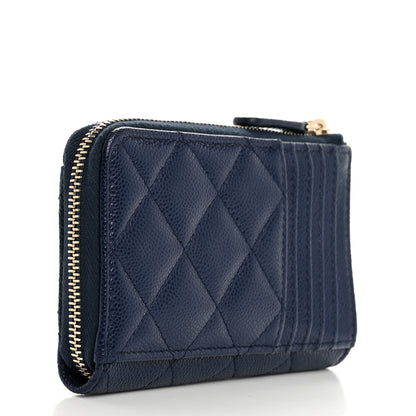 Chanel Caviar Quilted CC Zip Around Card Holder Navy 3 of 12