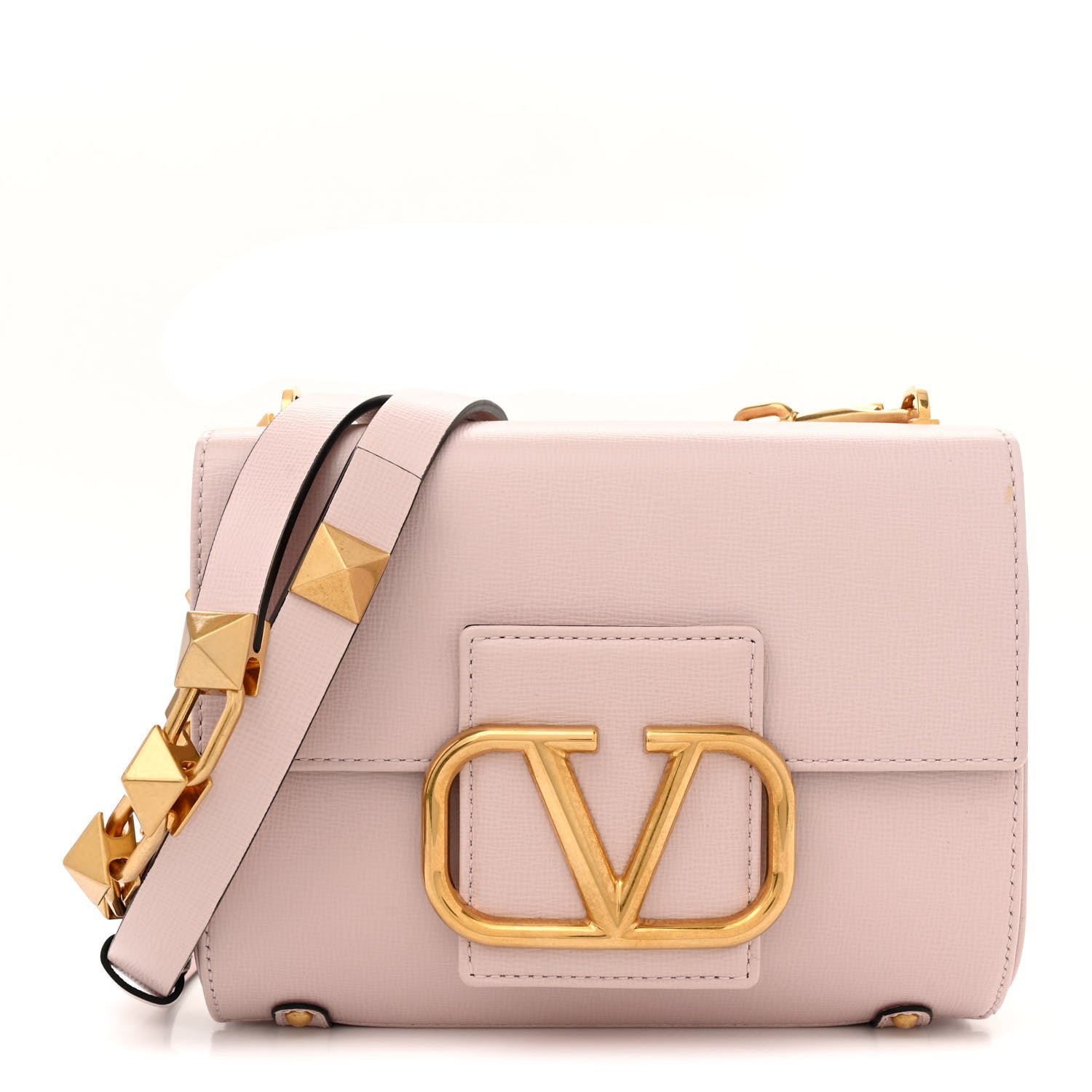 Valentino Garavani Textured Calfskin Stud Sign Shoulder Bag Rose Quartz 1 of 12