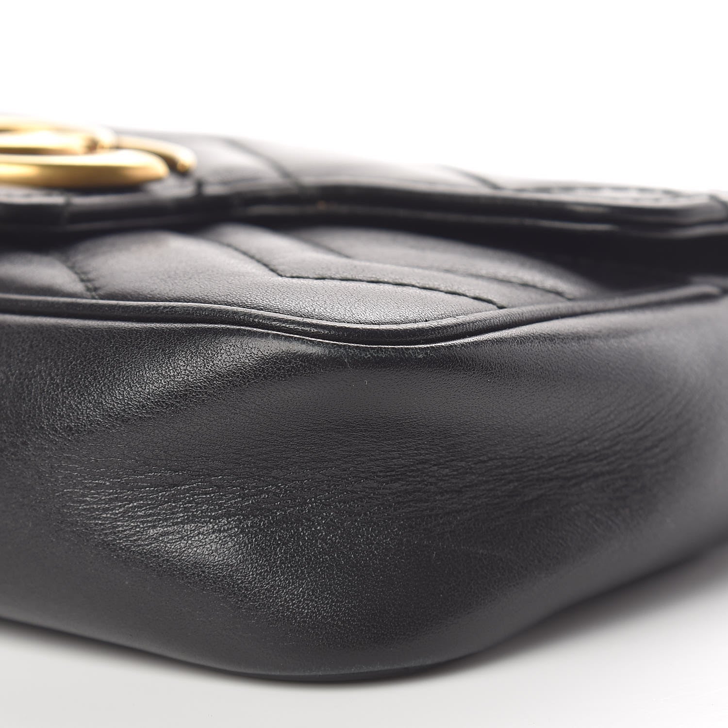Gucci Calfskin Matelasse Super Mini GG Marmont Shoulder Bag Black 9 of 13