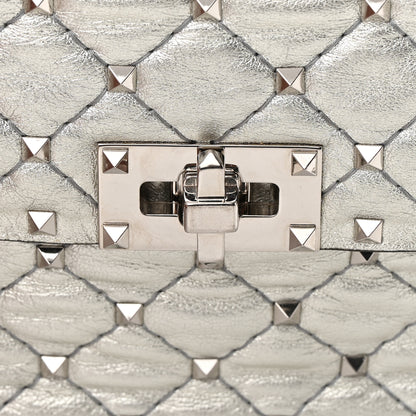 Valentino Garavani Metallic Nappa Medium Rockstud Spike Shoulder Bag Silver 17 of 17