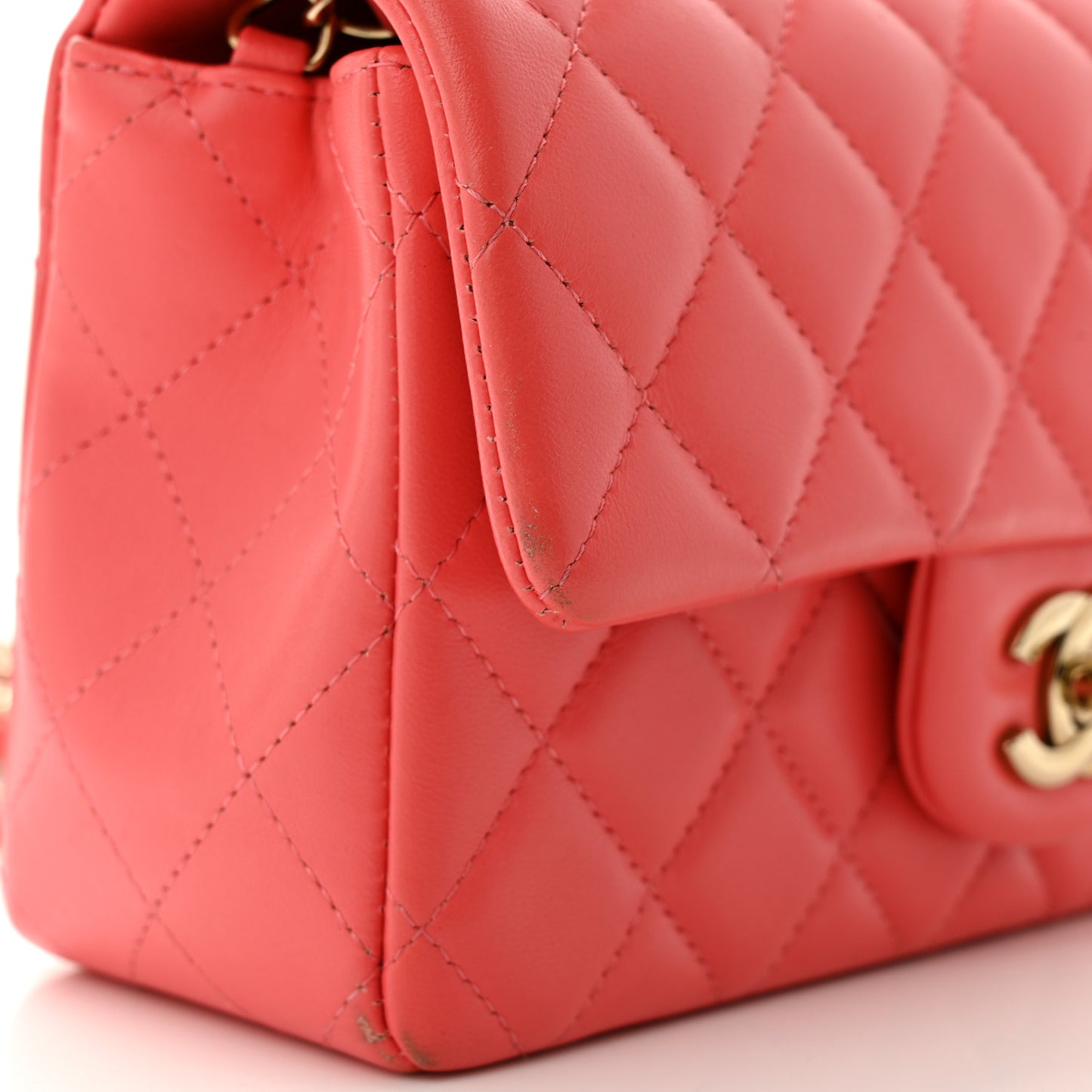 Lambskin Quilted Mini Rectangular Flap Pink