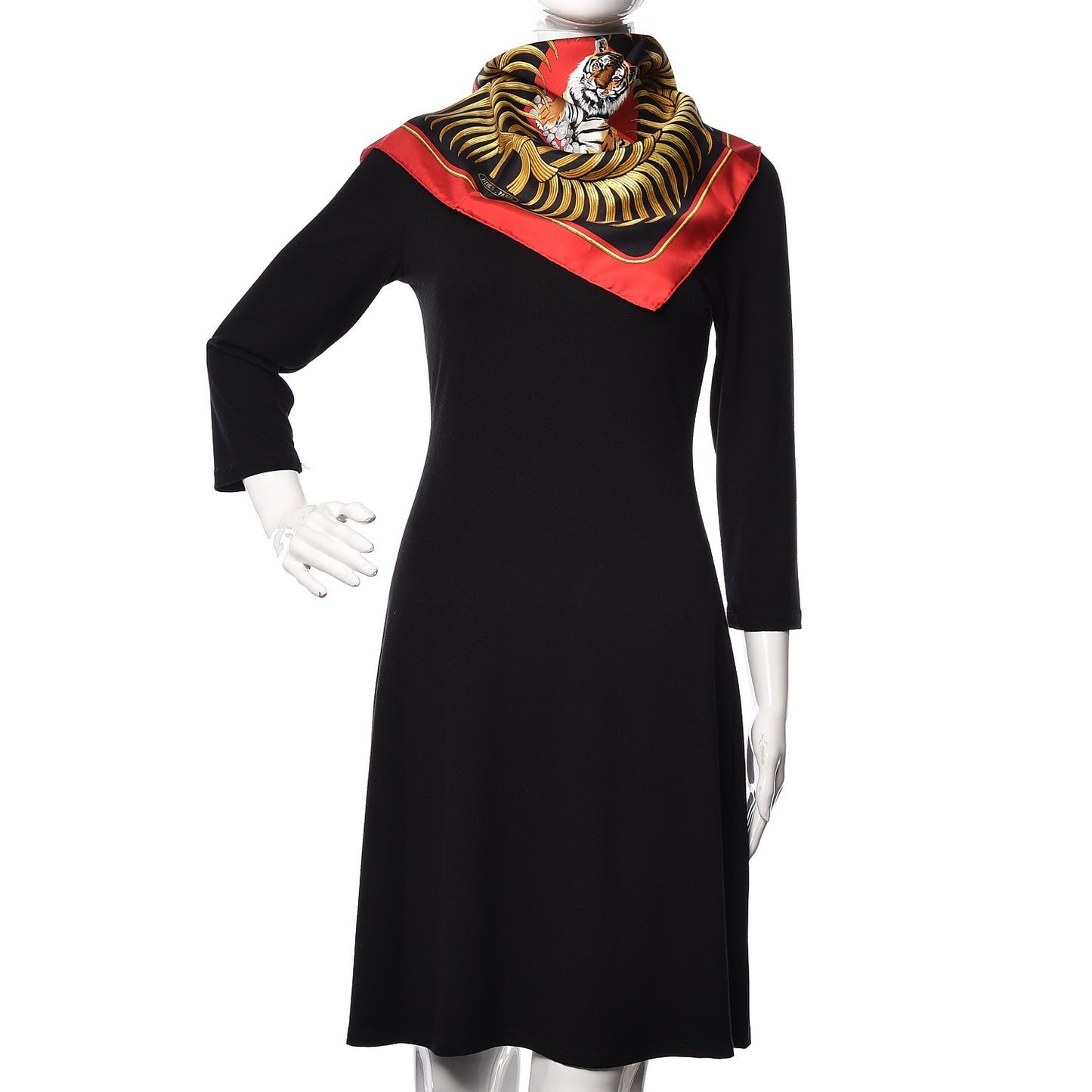Silk Tigre Royal Pocket Square Rouge Noir Or
